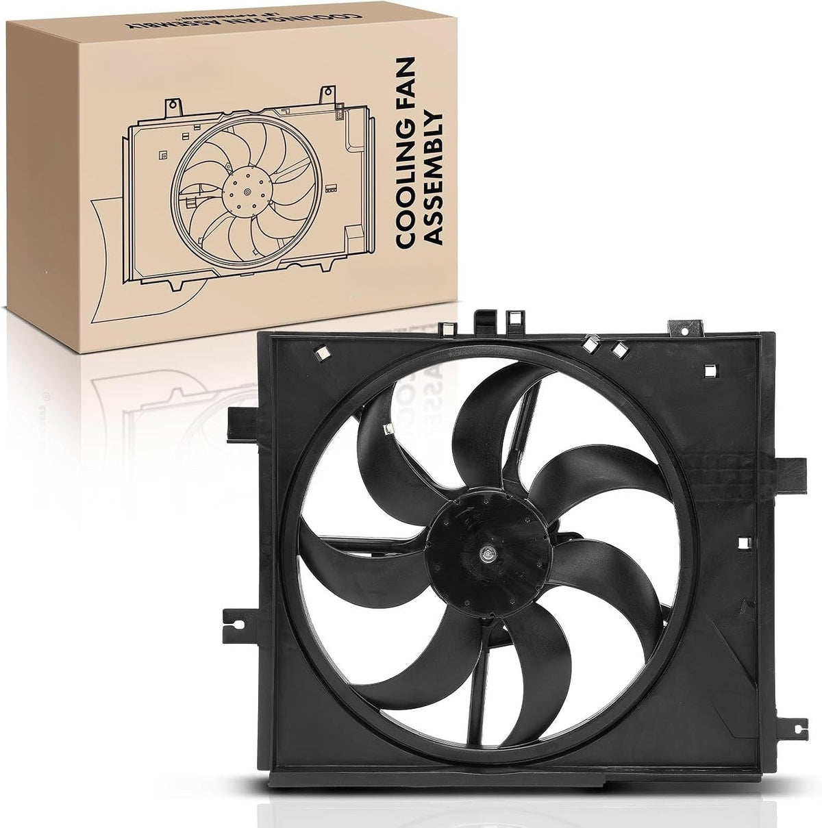 Radiator Cooling Fan Assembly with Shroud for Nissan Versa 2012-2019, Versa Note 2014-2017 Manual, Micra 2015-2019, 1.6L, 1 Connector