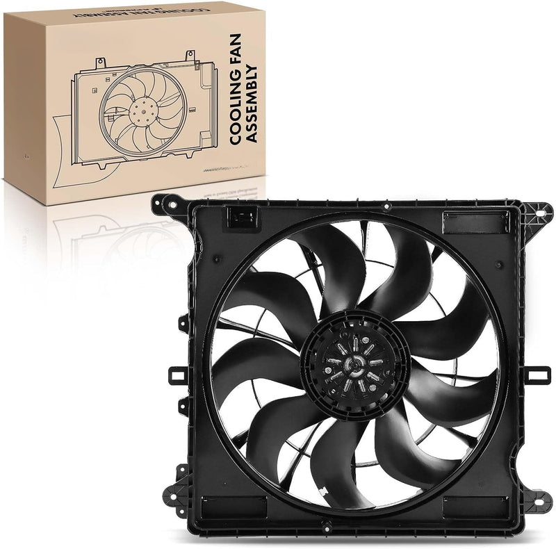 Heavy Duty Radiator Cooling Fan Assembly with Brushless Motor and Shroud for Jeep Grand Cherokee 2021-2024 (WK2), 9-Blade