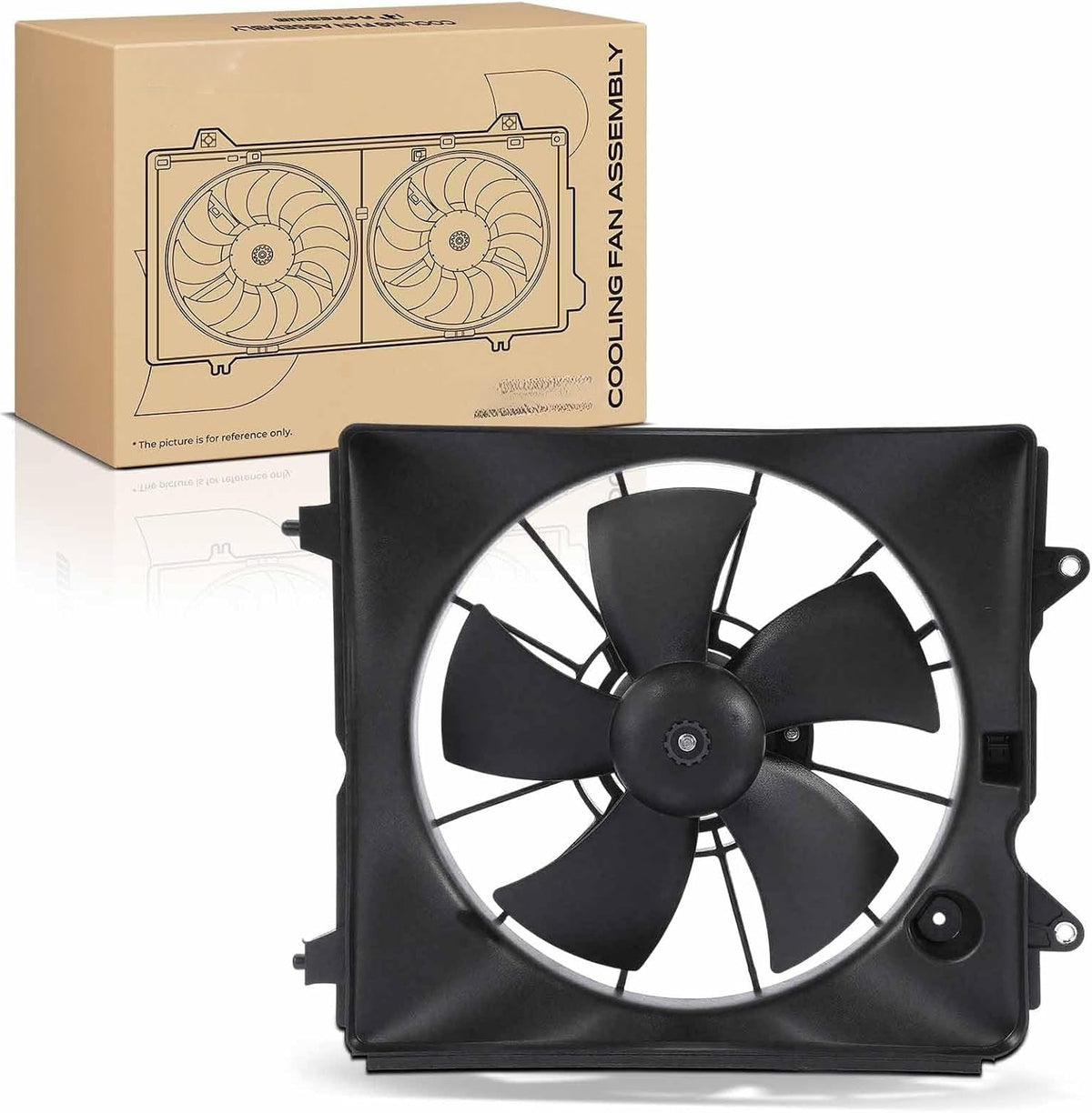 Left Radiator Cooling Fan Assembly with Shroud for Honda CR-V 2007-2009, 2.4L L4, 2-Pin