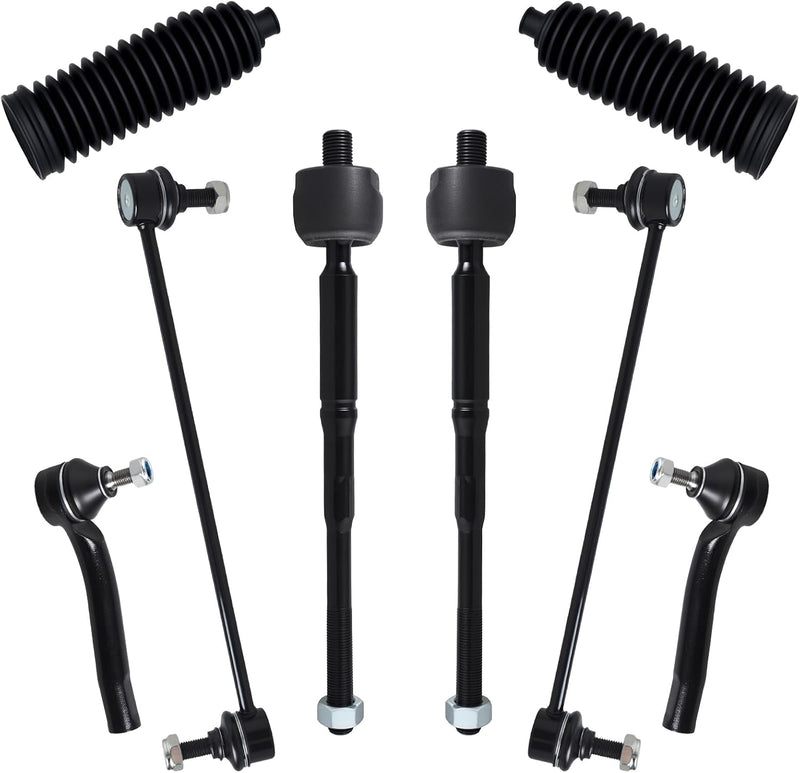 Front Inner and Outer Tie Rod End Kit for Nissan Sentra 2007-2012, with Sway Bar End Links and Rack and Pinion Boots, 8-Piece
