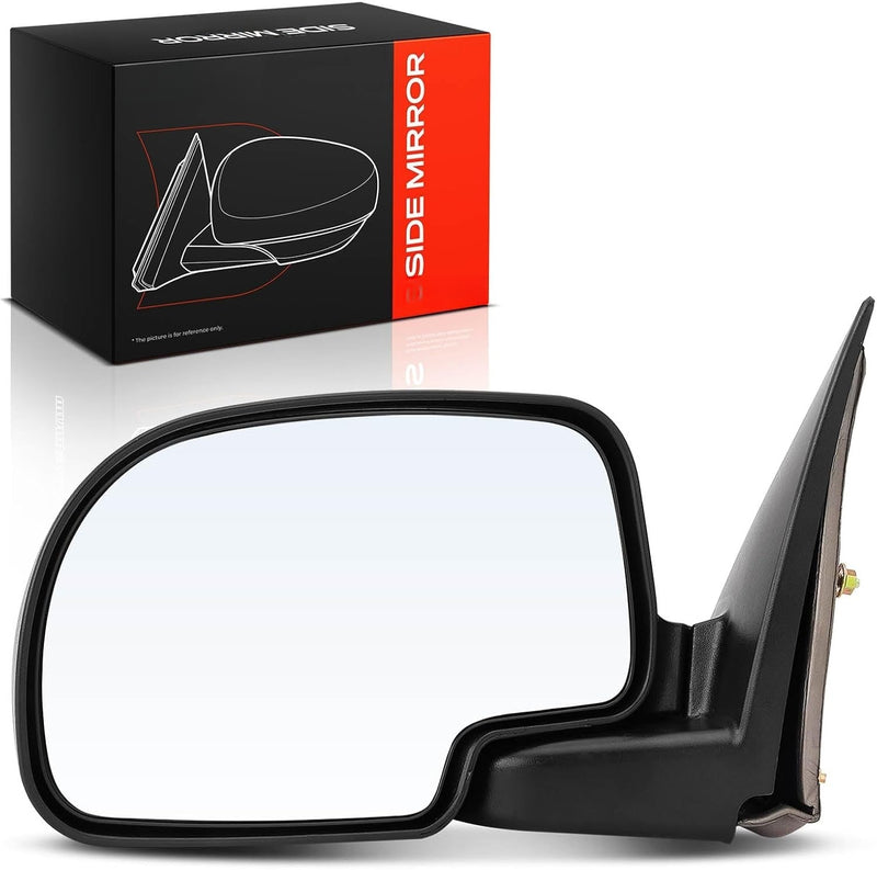 Front Left Driver Side Manual Mirror for Chevrolet Silverado 1500 1999-2006, GMC Sierra 1500 1999-2006, Non-Heated, Black