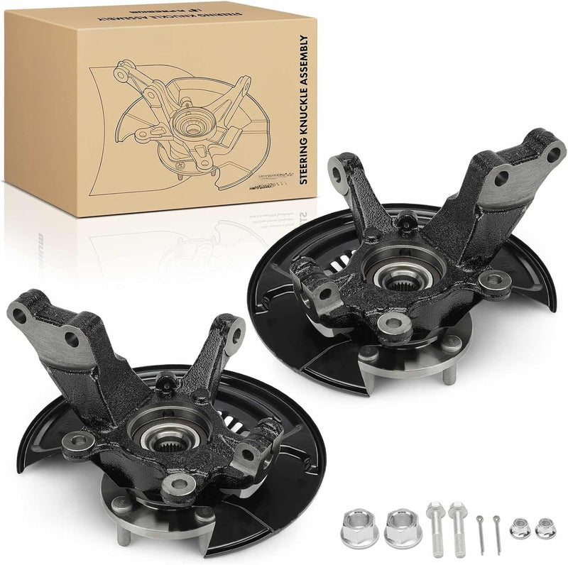 Front Left and Right Steering Knuckle and Wheel Bearing Hub Assembly Pair for Nissan Versa 2020-2024, Kicks 2018-2024