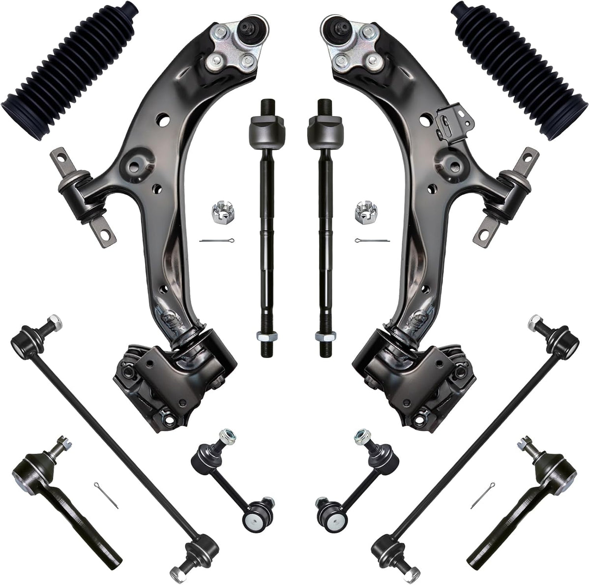 12Pcs Front End Suspension Kit Fit for 2015-2016 Ho-Nda CR-V, Lower Control Arm W/Ball Joint, Sway Bar Link, Outer &amp; Inner Tie Rod End(# K622942 K750297 K750151 EV800937 ES801156 ES801157)