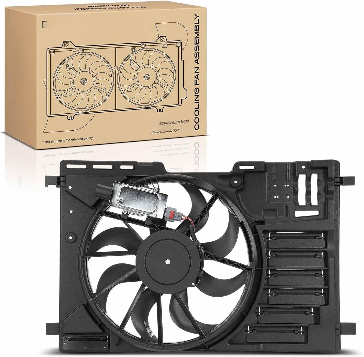 Engine Radiator Cooling Fan Assembly with Shroud for Ford Transit Connect 2014-2022 with Auto Climate Control, Focus 2013-2018 2.0L Turbo