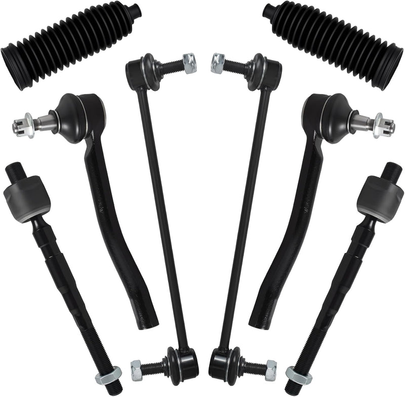 Front Inner and Outer Tie Rod End Kit for Nissan Altima 2007-2012, with Sway Bar End Links and Rack and Pinion Boots, 8-Piece