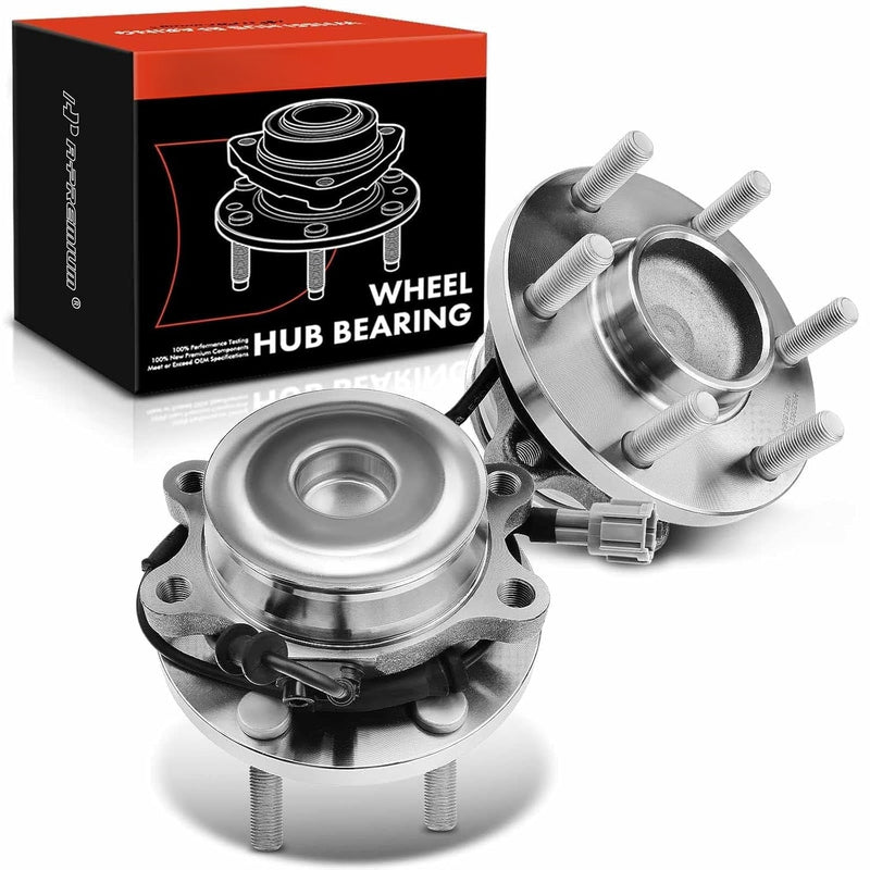 Front Wheel Bearing and Hub Assembly Pair with ABS, 6-Lug, for Nissan Frontier 2005-2023, Xterra 2005-2015