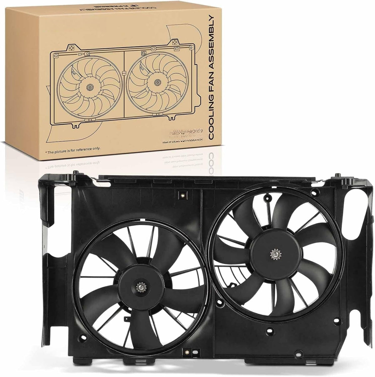 Dual Radiator Cooling Fan Assembly with Shroud for Toyota RAV4 2006-2012, 2.4L 2.5L, with Air Conditioning, 4-Pin