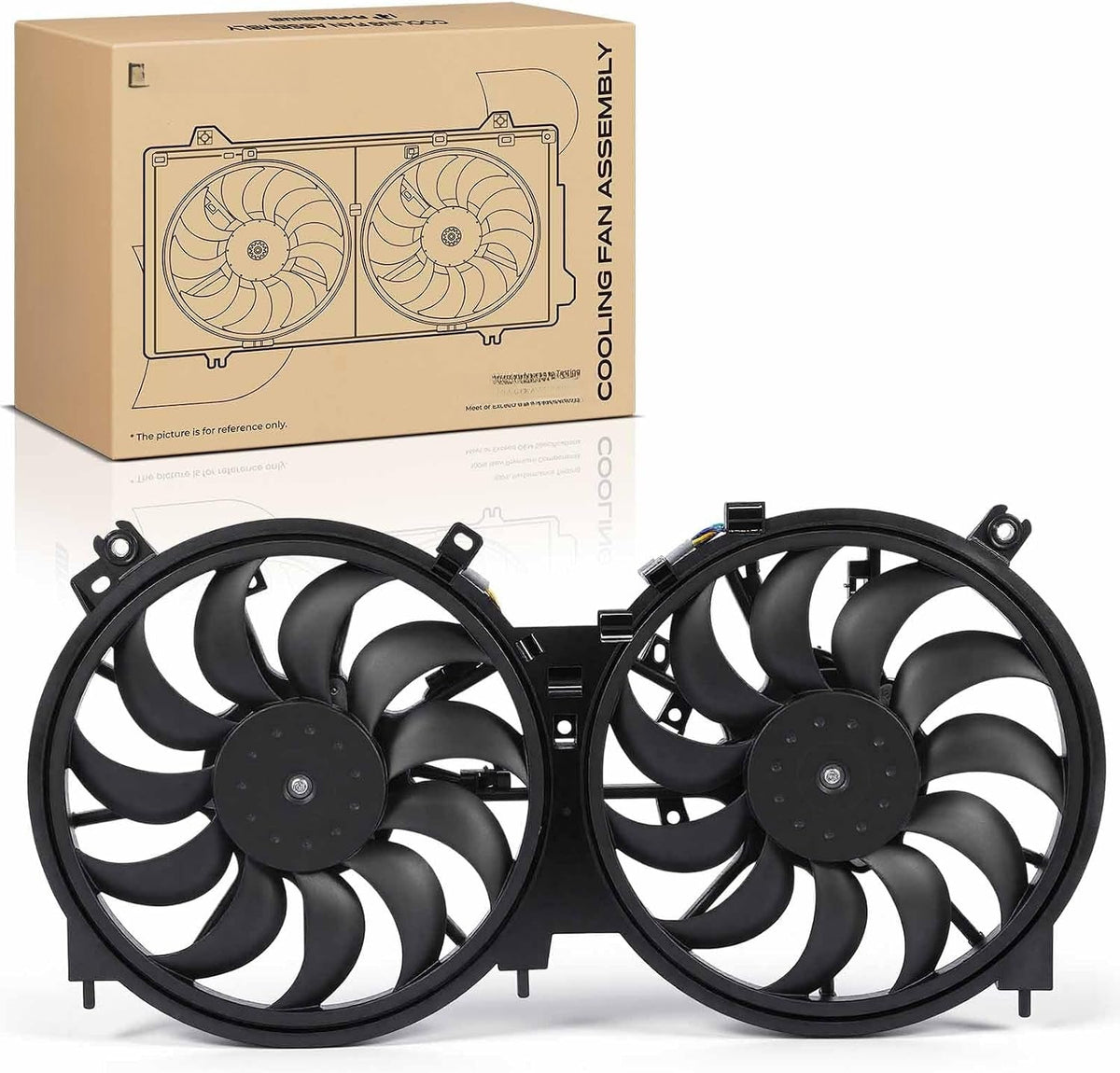 Engine Radiator Cooling Fan Assembly with Dual Fans and Shroud for Nissan Murano 2009-2014, Quest 2011-2017, 3.5L V6