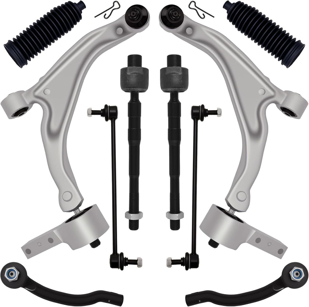 10Pcs Front End Suspension Kit Fit for 2009-2015 Ho-Nda Pilot, 2 Lower Control Arm W/Ball Joint 2 Sway Bar Link 4 Outer &amp; Inner Tie Rod End (# K621550 K621551 K750124 EV800712 ES800824 ES800825)