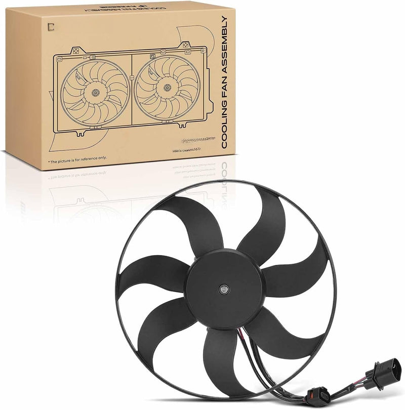 Left Radiator Cooling Fan Assembly for Volkswagen Jetta 2005-2018, Tiguan 2009-2017, Beetle 2012-2019, Passat, GTI