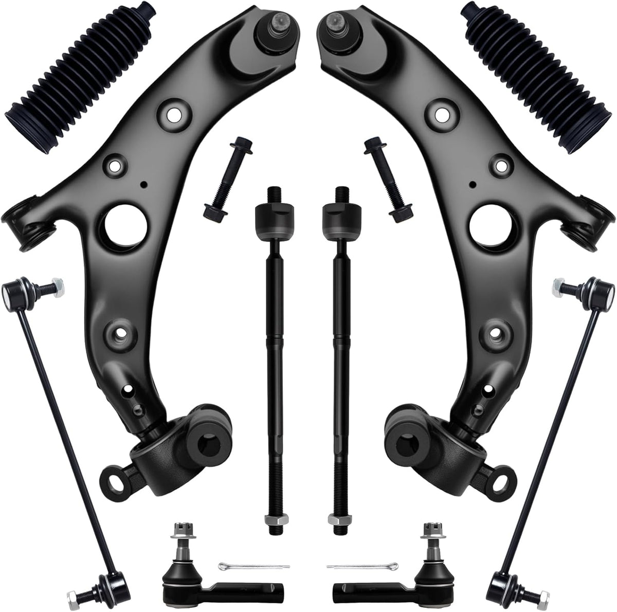 10Pc Front End Suspension Kit Fit for 2013-2016 Ma-Zda CX-5, 2 Lower Control Arm W/Ball Joint 2 Sway Bar Link 4 Inner Outer Tie Rod End (# CMS761184 K80296 EV801073 ES801390)