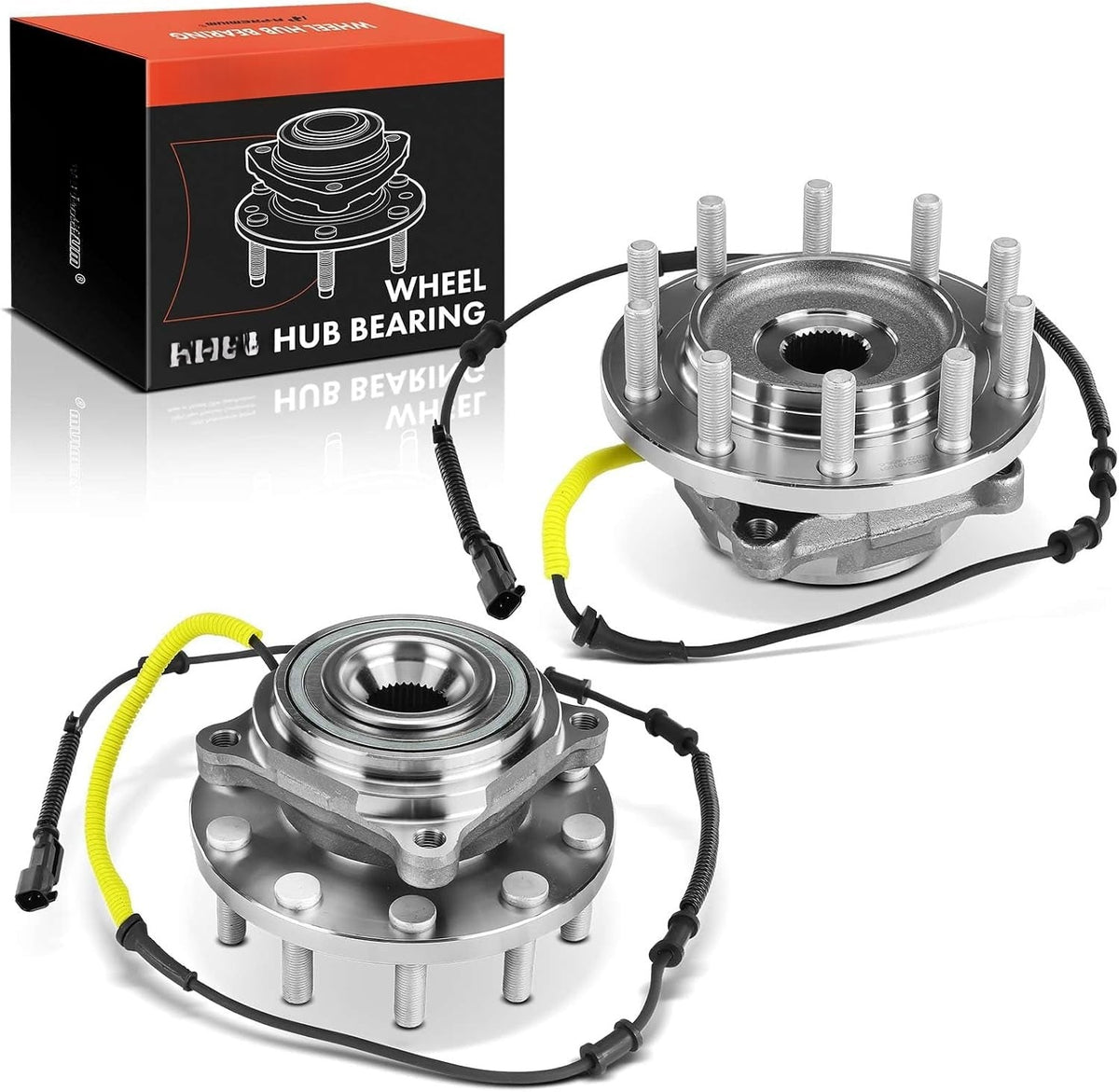 Front Wheel Bearing and Hub Assembly for Ram 5500 2019-2022, Ram 4500 2019-2020, 10-Stud, with ABS Sensor, Pair