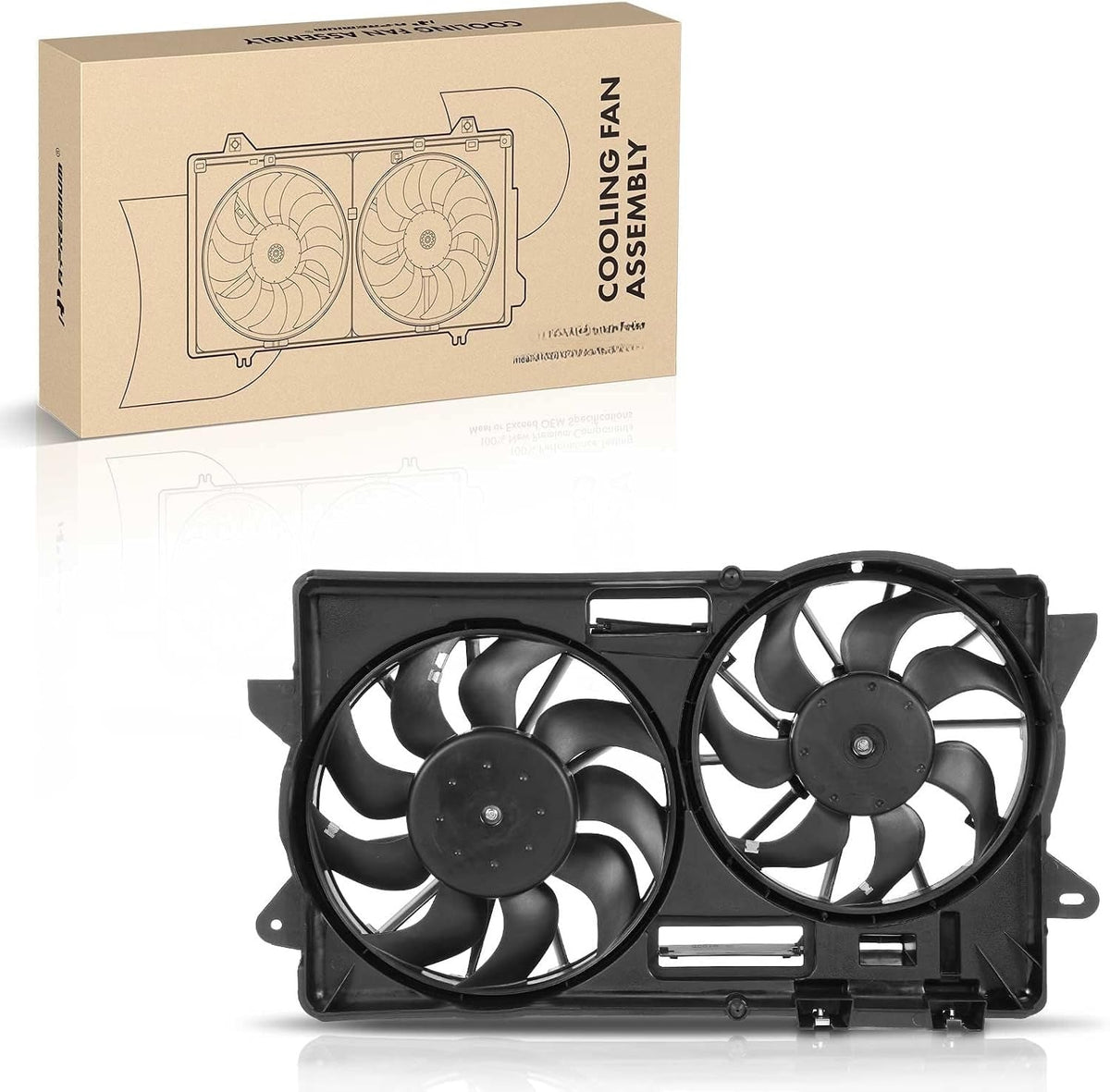 Engine Radiator Cooling Fan Assembly with Dual Fans and Shroud for Ford Mustang 2015-2023, 2.3L L4