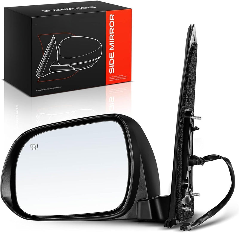 Front Left Driver Side Heated Power Mirror for Honda Accord 2013-2017 Sedan, Turn Signal, Paint-to-Match Black