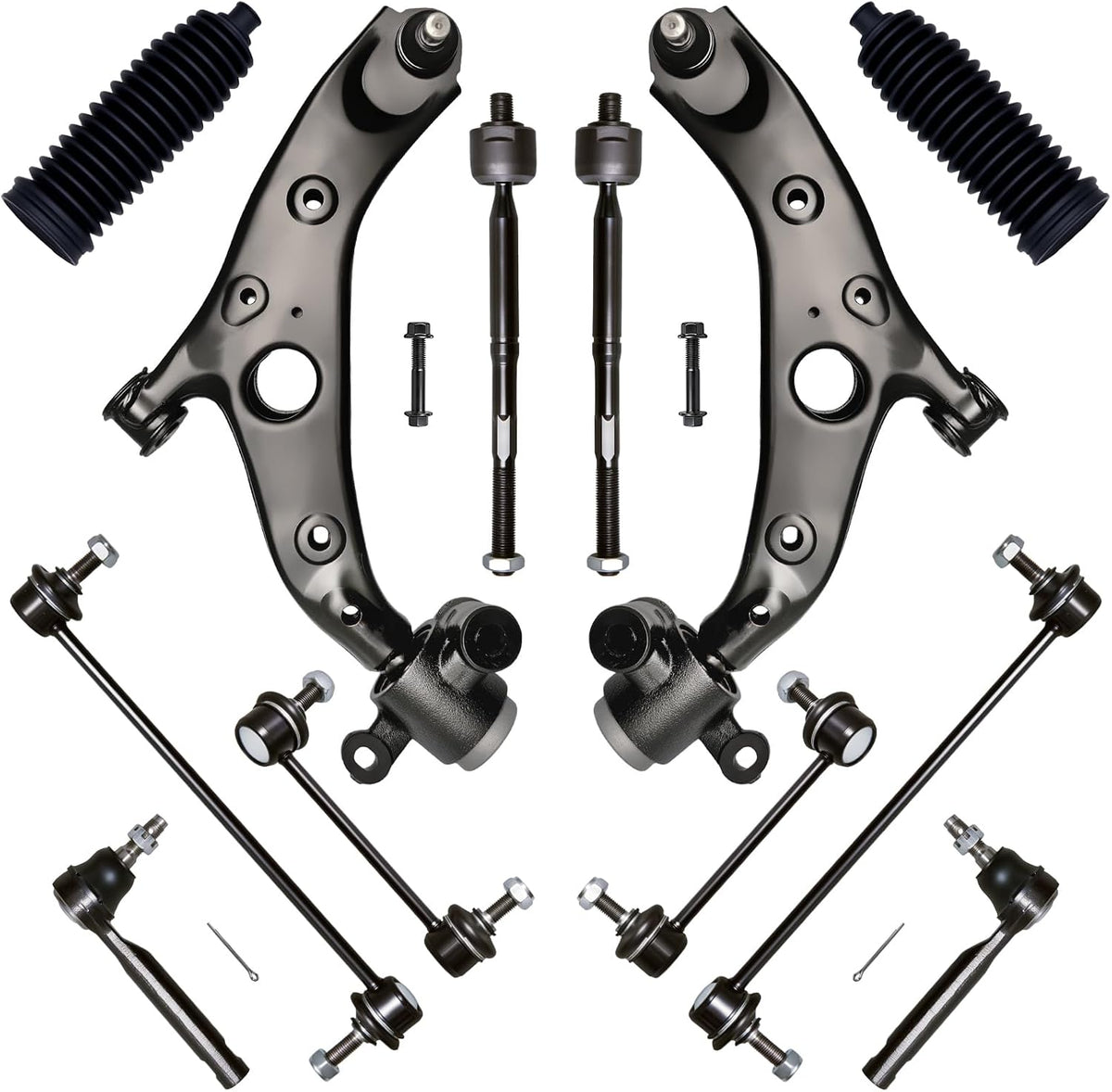 12Pcs Front End Suspension Kit Fit for 2017-2025 Ma-Zda CX-5, Lower Control Arm W/Ball Joint, Sway Bar Link, Outer &amp; Inner Tie Rod End (# 520-051 K623703 K80296 K750670 EV801580 ES801543)