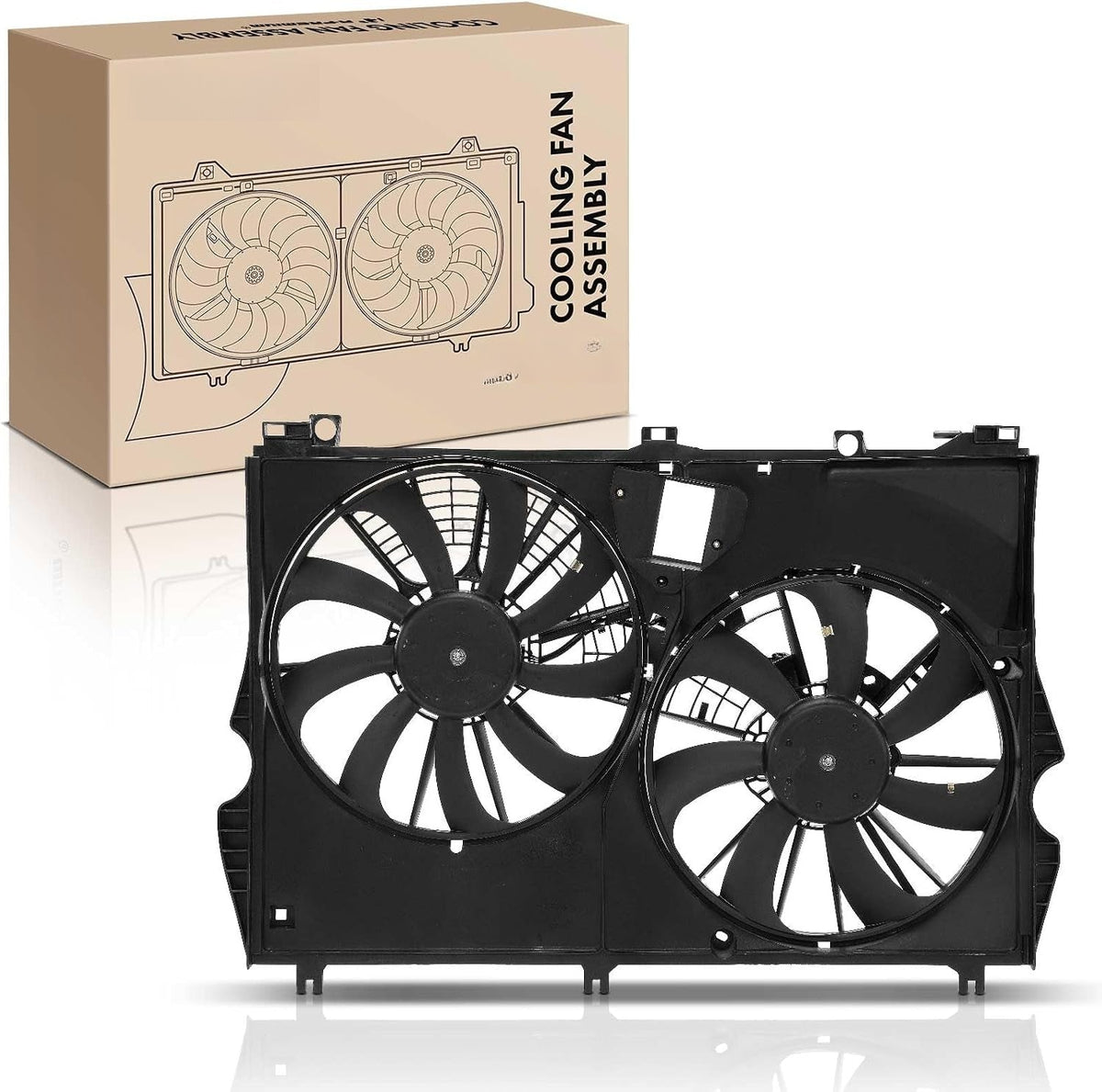 Dual Radiator Cooling Fan Assembly with Shroud for Lexus RX350 2016-2022, RX350L 2018-2022, 3.5L V6, with Transmission Oil Cooler