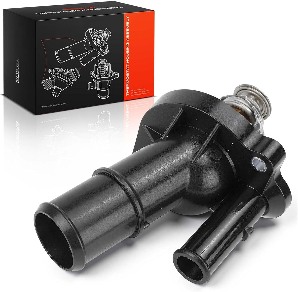 Engine Coolant Thermostat Housing with Cover for Ford Edge 2012-2015, Range Rover Evoque 2012-2017, Land Rover LR2 2013-2015, 2.0L