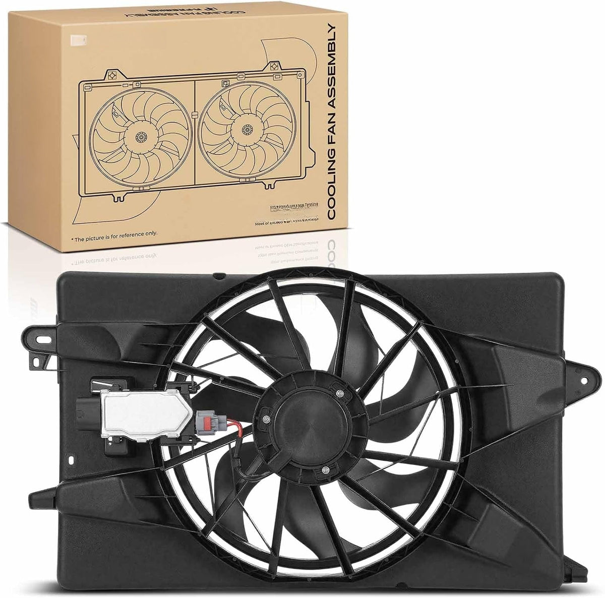 Single Radiator Cooling Fan Assembly with Shroud and Control Module for Jeep Cherokee 2014-2020, Chrysler 200 2015-2017, 2.4L 3.2L