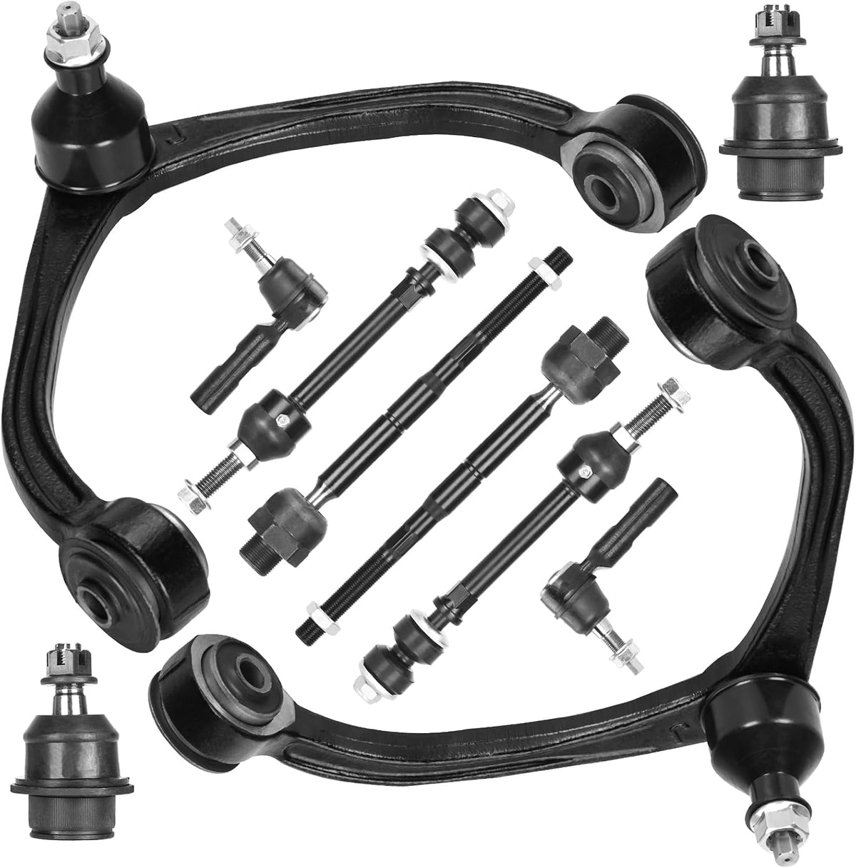 Front Upper Control Arm and Tie Rod End Suspension Kit for Dodge Dakota 2005-2010, Ram Dakota 2011, Mitsubishi Raider 2006-2009, 10-Piece
