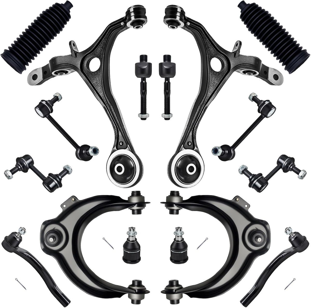 16Pcs Front End Suspension Kit Fit for 2003-2007 Ho-Nda Accord W/2.4L, Control Arm, Ball Joint, Sway Bar Link, Outer Inner Tie Rod End (# K640289 K620616 K80228 K90660 K90342 EV80210 ES80287)