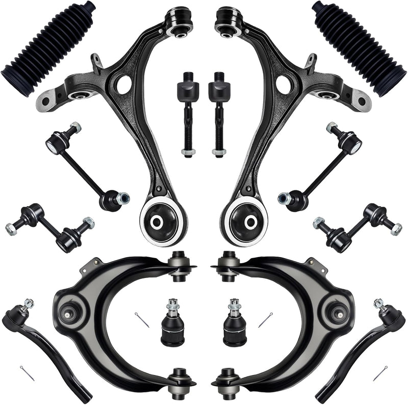 Front End Suspension Kit 16-Piece for Honda Accord 2003-2007 2.4L, Control Arms, Ball Joints, Tie Rod Ends, Sway Bar Links