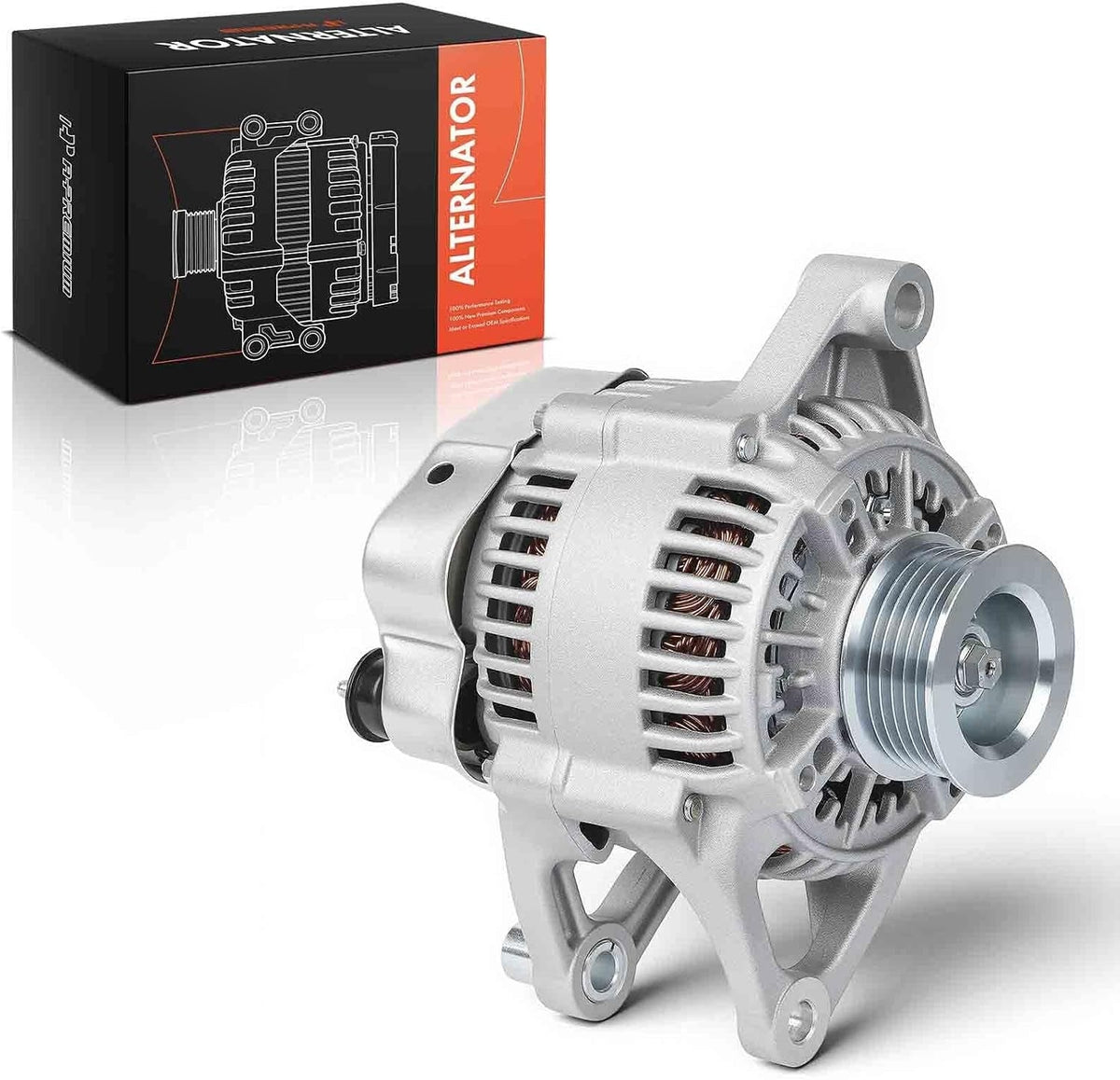 Alternator for Jeep Cherokee 1999-2000, Wrangler 1999-2000, Dodge Dakota 1999-2000, 2.5L, 4.0L, 12V 117A, 6-Groove Pulley