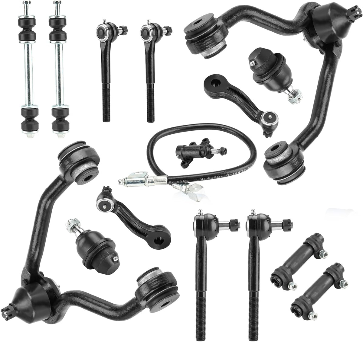 Front Upper Control Arm and Steering Kit for Chevrolet K1500 1995-1999, Tahoe 1995-1999, GMC K1500 1995-1999, Yukon 1995-1999, 4WD, 15-Piece