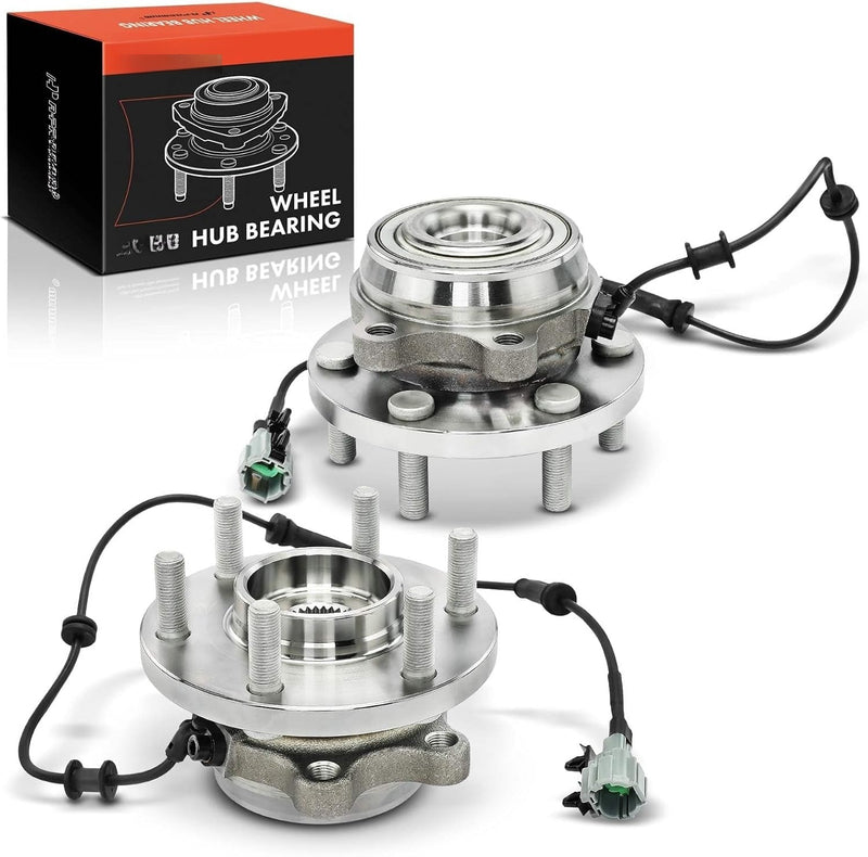 Front Wheel Bearing and Hub Assembly Pair with ABS, 6-Lug, for Nissan Frontier 2005-2019, Xterra 2005-2015