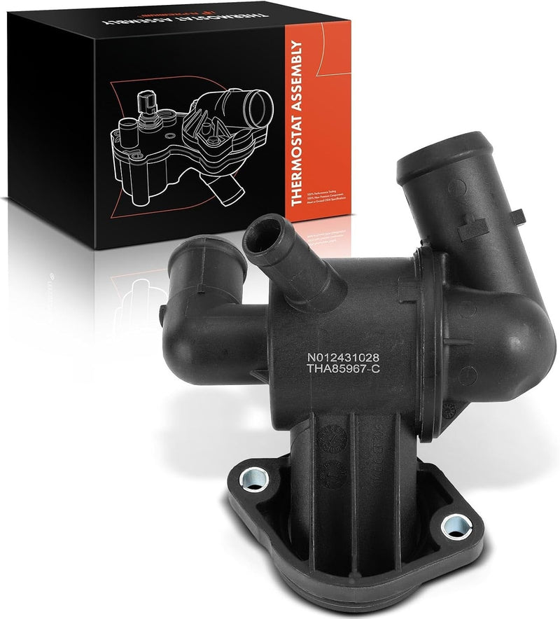 Thermostat Housing Assembly with Thermostat for Volkswagen Jetta 2010-2014, Golf 2010-2014, Beetle 2013-2014 2.0L
