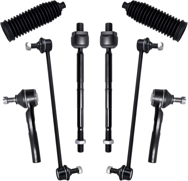 Front Inner and Outer Tie Rod End Kit for Honda CR-V 2012-2016, with Sway Bar End Links and Rack and Pinion Boots, 8-Piece