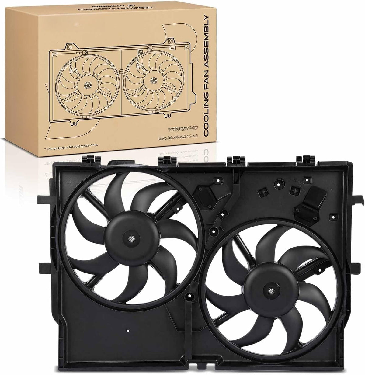 Engine Radiator Cooling Fan Assembly with Dual Fans and Shroud for Ram ProMaster 1500, 2500, 3500 2014-2023, 3.6L V6, with A/C