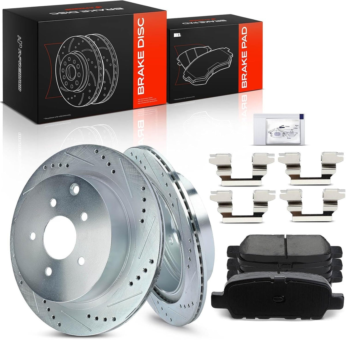 Rear Brake Rotors and Ceramic Pads Kit for Nissan Murano 2009-2019, Pathfinder 2013-2019, Infiniti QX60 2014-2019, FX35 2003-2008, 308.1mm