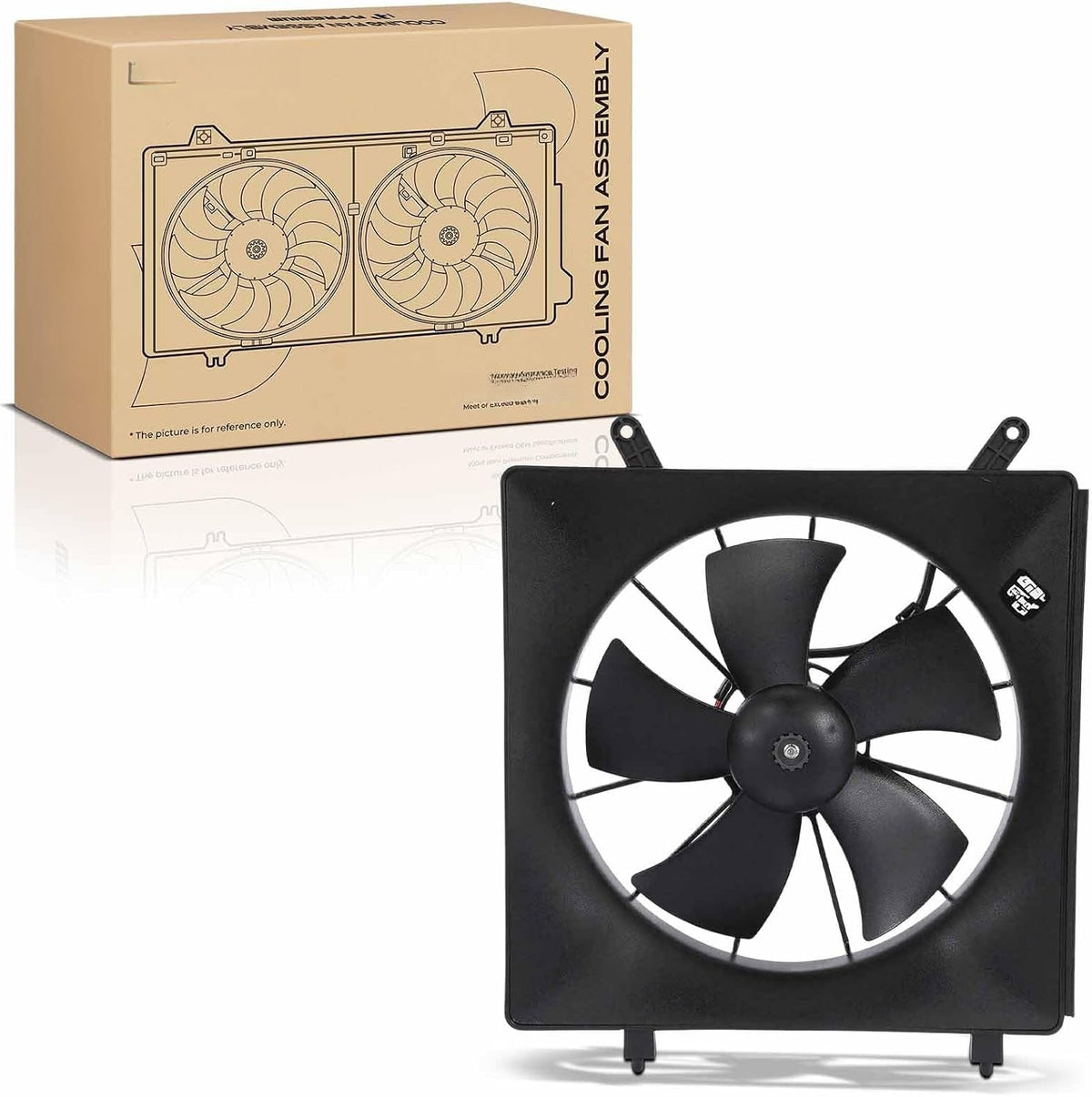 Left Radiator Cooling Fan Assembly with Shroud for Honda CR-V 2002-2006, Element 2003-2011, 2.4L, Driver Side