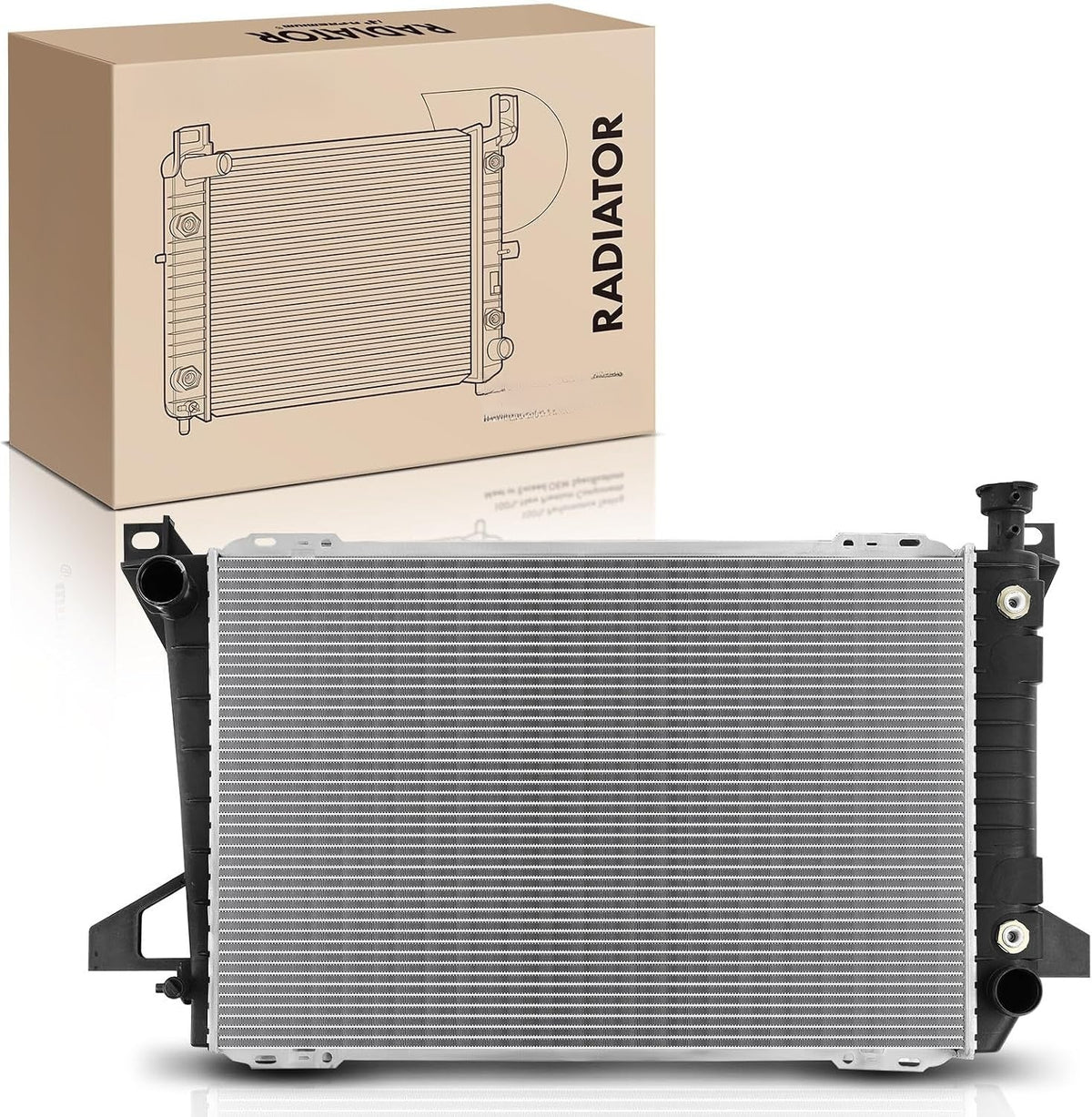 Radiator for Ford F-150 1985-1997, F-250 1985-1996, F-350 1985-1996, Bronco 1985-1992, 4.9L Inline-6, without A/C, with Trans Cooler