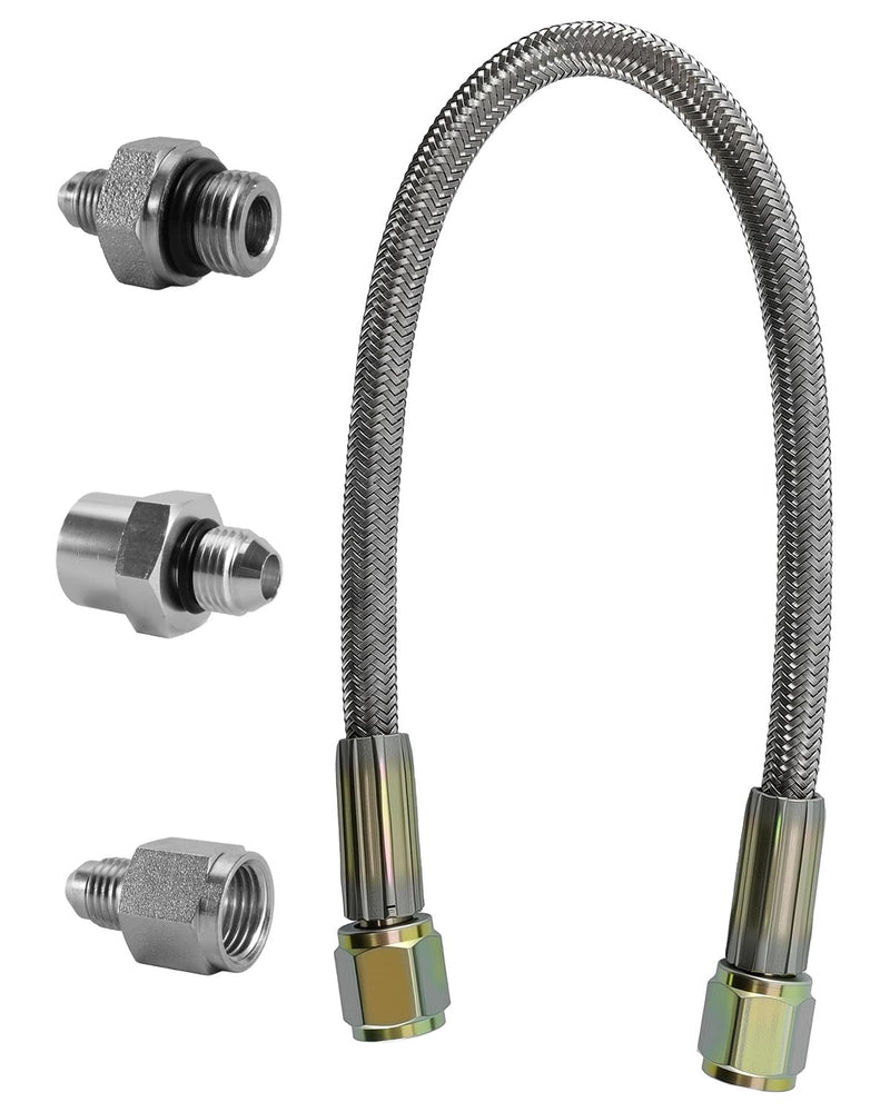 Oil Pressure Sensor Relocation Kit for GM LS Engines, Chevrolet Corvette C5, C6, Silverado, Tahoe, 12 in Braided Hose