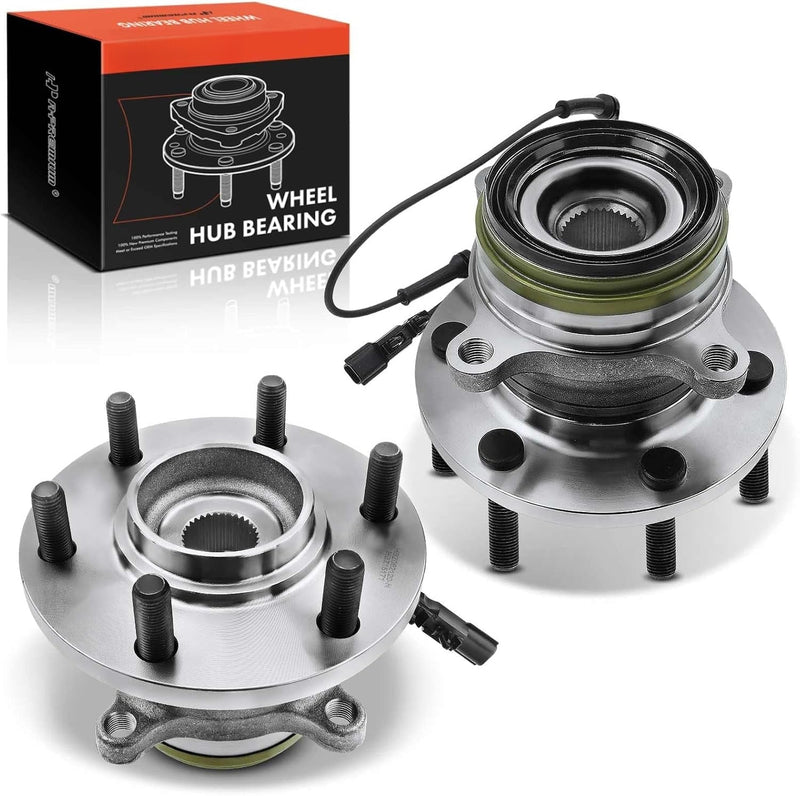 Front Wheel Bearing and Hub Assembly Pair with ABS, 6-Lug, for Nissan Titan XD 2016-2024, 4WD