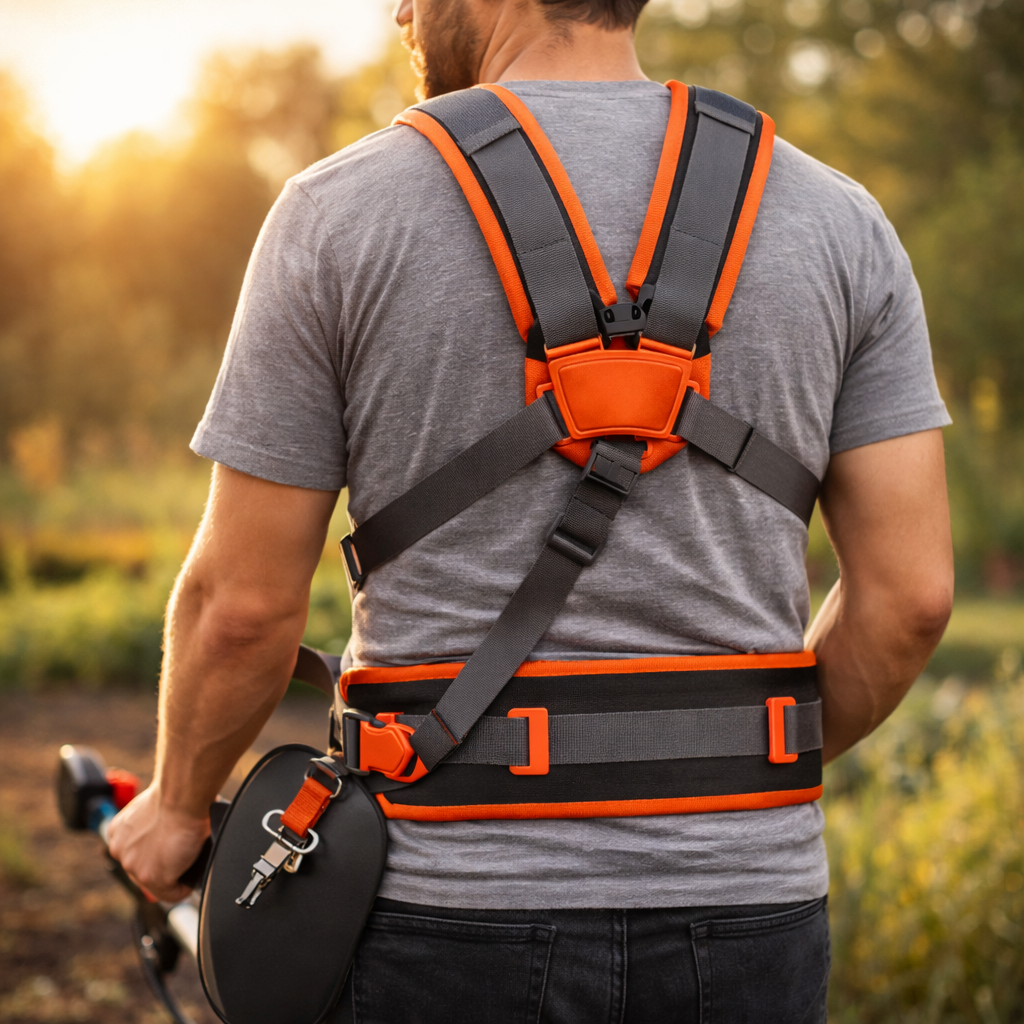GetorVexa shoulder harness reducing arm and back fatigue while trimming